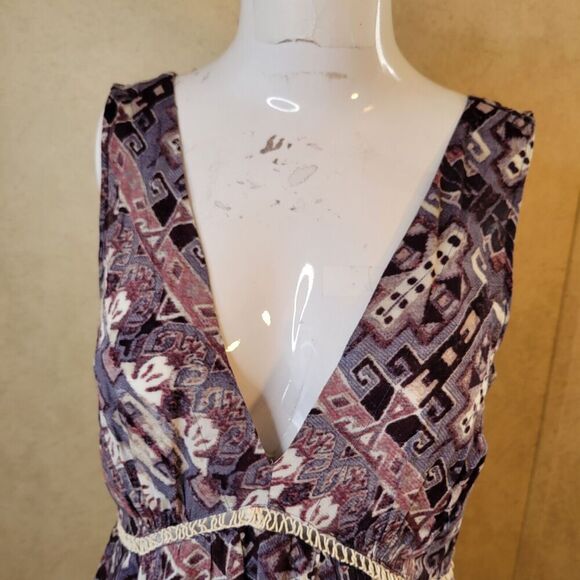 BB Dakota Small Dress women crochet keyhole sheer lining flowy midi sheath - Picture 9 of 13